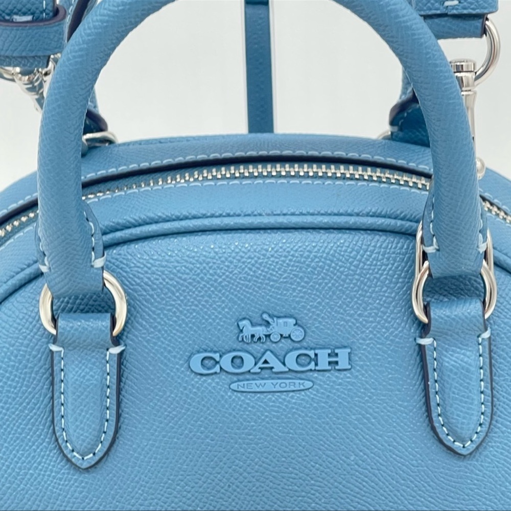 Coach Sydney Satchel Crossbody Bag Leather Midnight Blue - Picture 6 of 12
